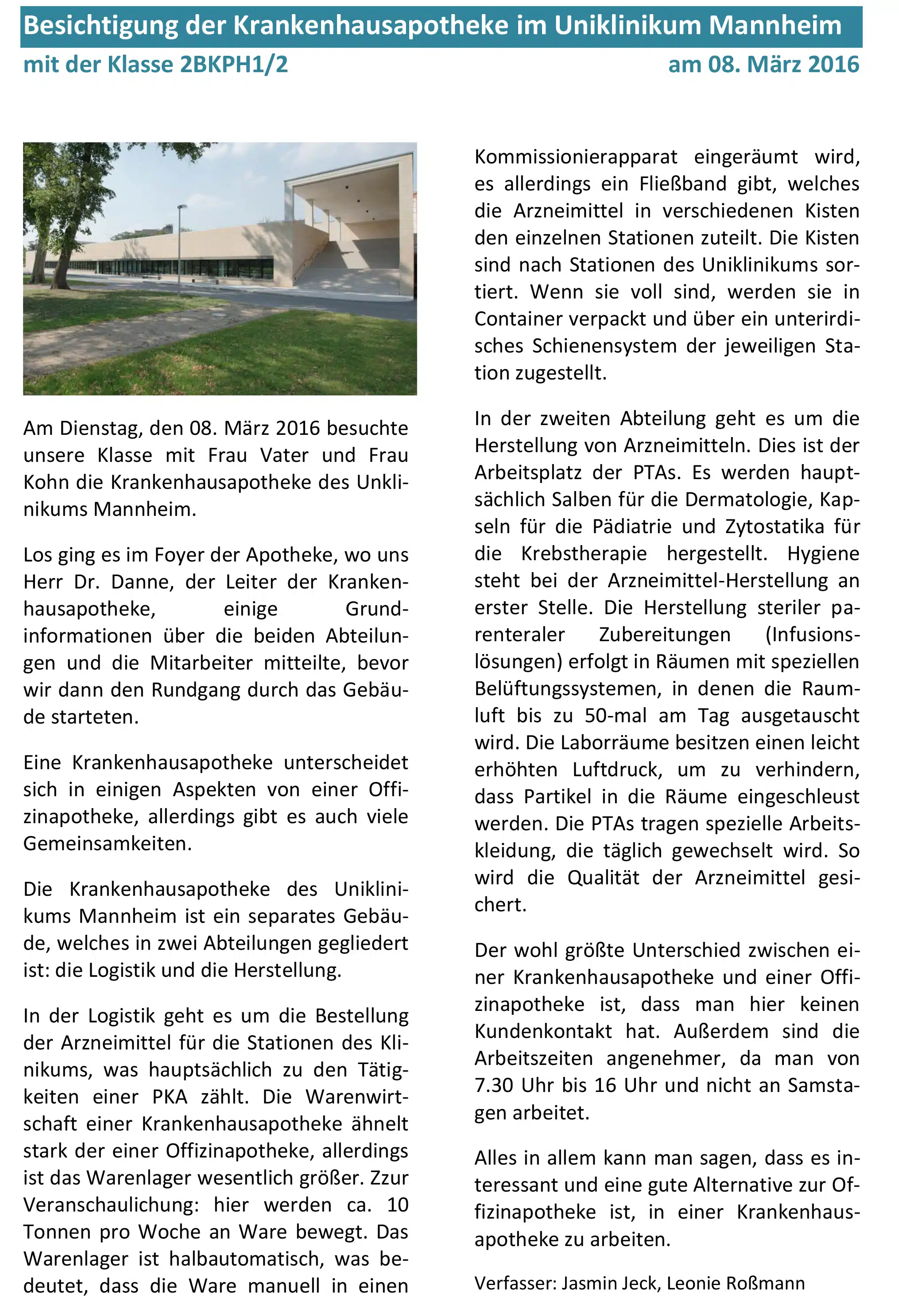 Besuch Krankenhausapotheke